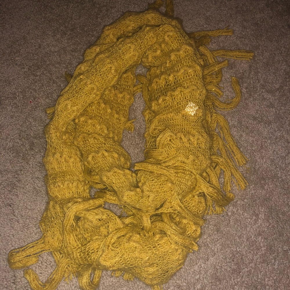 Mustard Fringe Infinity Scarf